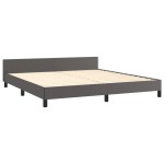 vidaXL Cadru de pat cu tăblie, gri, 160x200 cm, piele ecologică vidaXL Cadru de pat cu tăblie, gri, 160x200 cm, piele ecologică