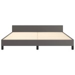 vidaXL Cadru de pat cu tăblie, gri, 160x200 cm, piele ecologică vidaXL Cadru de pat cu tăblie, gri, 160x200 cm, piele ecologică