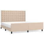 vidaXL Cadru de pat cu tăblie, cappuccino, 160x200 cm, piele ecologică vidaXL Cadru de pat cu tăblie, cappuccino, 160x200 cm, piele ecologică