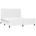 vidaXL Cadru de pat cu tăblie, alb, 180x200 cm, piele ecologică