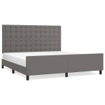 vidaXL Cadru de pat cu tăblie, gri, 180x200 cm, piele ecologică