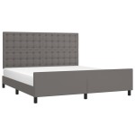 vidaXL Cadru de pat cu tăblie, gri, 180x200 cm, piele ecologică