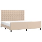 vidaXL Cadru de pat cu tăblie, cappuccino, 180x200 cm, piele ecologică vidaXL Cadru de pat cu tăblie, cappuccino, 180x200 cm, piele ecologică