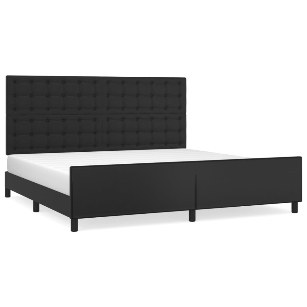 vidaXL Cadru de pat cu tăblie, negru, 200x200 cm, piele ecologică