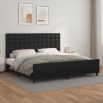 vidaXL Cadru de pat cu tăblie, negru, 200x200 cm, piele ecologică vidaXL Cadru de pat cu tăblie, negru, 200x200 cm, piele ecologică