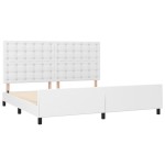 vidaXL Cadru de pat cu tăblie, alb, 200x200 cm, piele ecologică