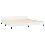 vidaXL Cadru de pat cu tăblie, alb, 200x200 cm, piele ecologică