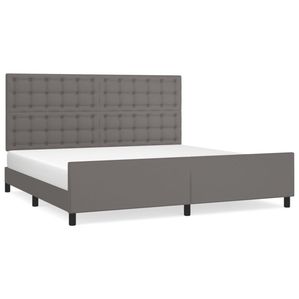 vidaXL Cadru de pat cu tăblie, gri, 200x200 cm, piele ecologică