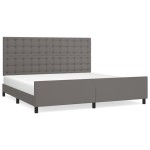 vidaXL Cadru de pat cu tăblie, gri, 200x200 cm, piele ecologică vidaXL Cadru de pat cu tăblie, gri, 200x200 cm, piele ecologică