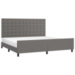 vidaXL Cadru de pat cu tăblie, gri, 200x200 cm, piele ecologică vidaXL Cadru de pat cu tăblie, gri, 200x200 cm, piele ecologică