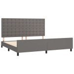 vidaXL Cadru de pat cu tăblie, gri, 200x200 cm, piele ecologică vidaXL Cadru de pat cu tăblie, gri, 200x200 cm, piele ecologică