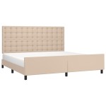 vidaXL Cadru de pat cu tăblie, cappuccino, 200x200 cm, piele ecologică