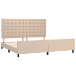 vidaXL Cadru de pat cu tăblie, cappuccino, 200x200 cm, piele ecologică