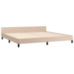 vidaXL Cadru de pat cu tăblie, cappuccino, 200x200 cm, piele ecologică