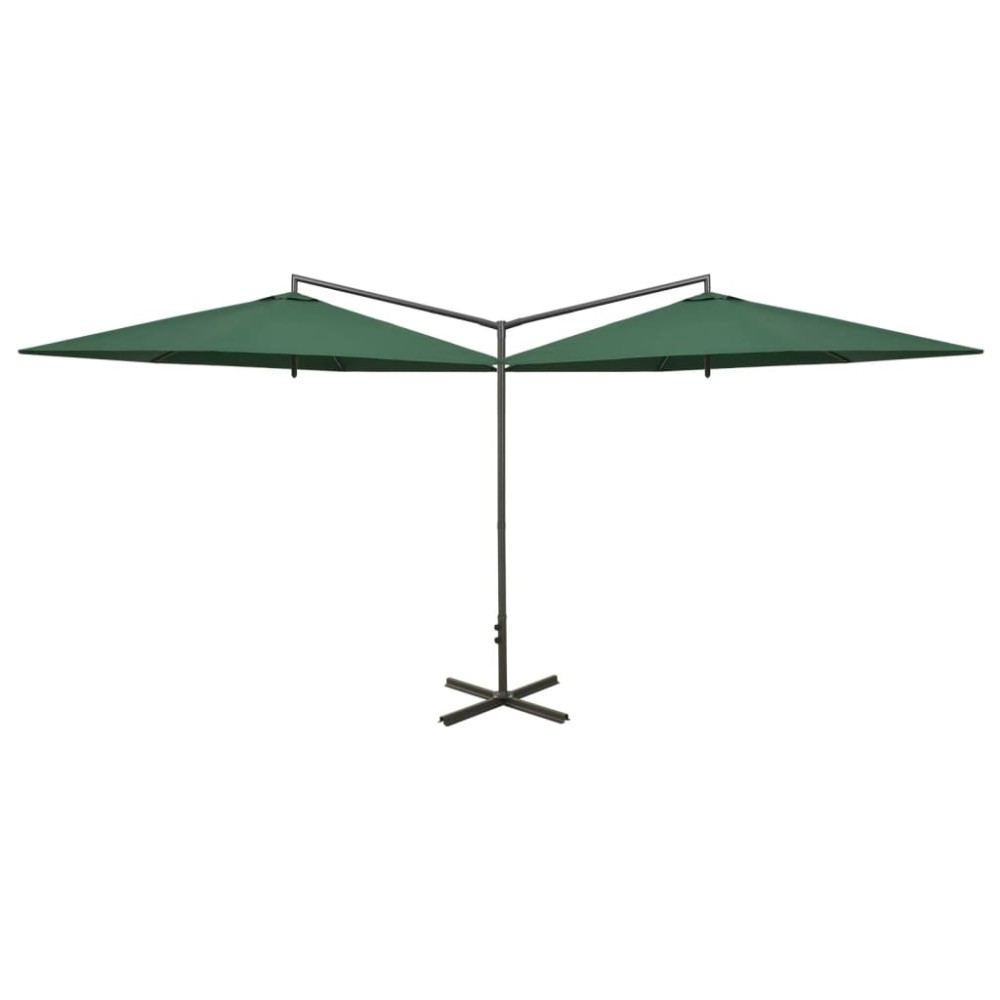 vidaXL Umbrelă de soare dublă, stâlp din oțel, verde, 600 cm