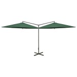 vidaXL Umbrelă de soare dublă, stâlp din oțel, verde, 600 cm