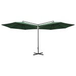 vidaXL Umbrelă de soare dublă, stâlp din oțel, verde, 600 cm
