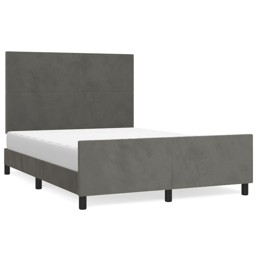 vidaXL Cadru de pat fără saltea, gri închis, 140x190 cm, catifea