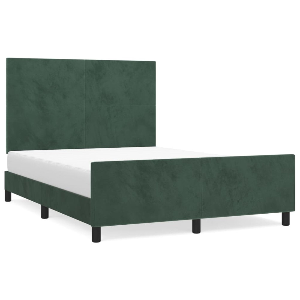 vidaXL Cadru de pat fără saltea, verde închis, 140x190 cm, catifea