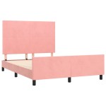 vidaXL Cadru de pat cu tăblie, roz, 140x190 cm, catifea vidaXL Cadru de pat cu tăblie, roz, 140x190 cm, catifea