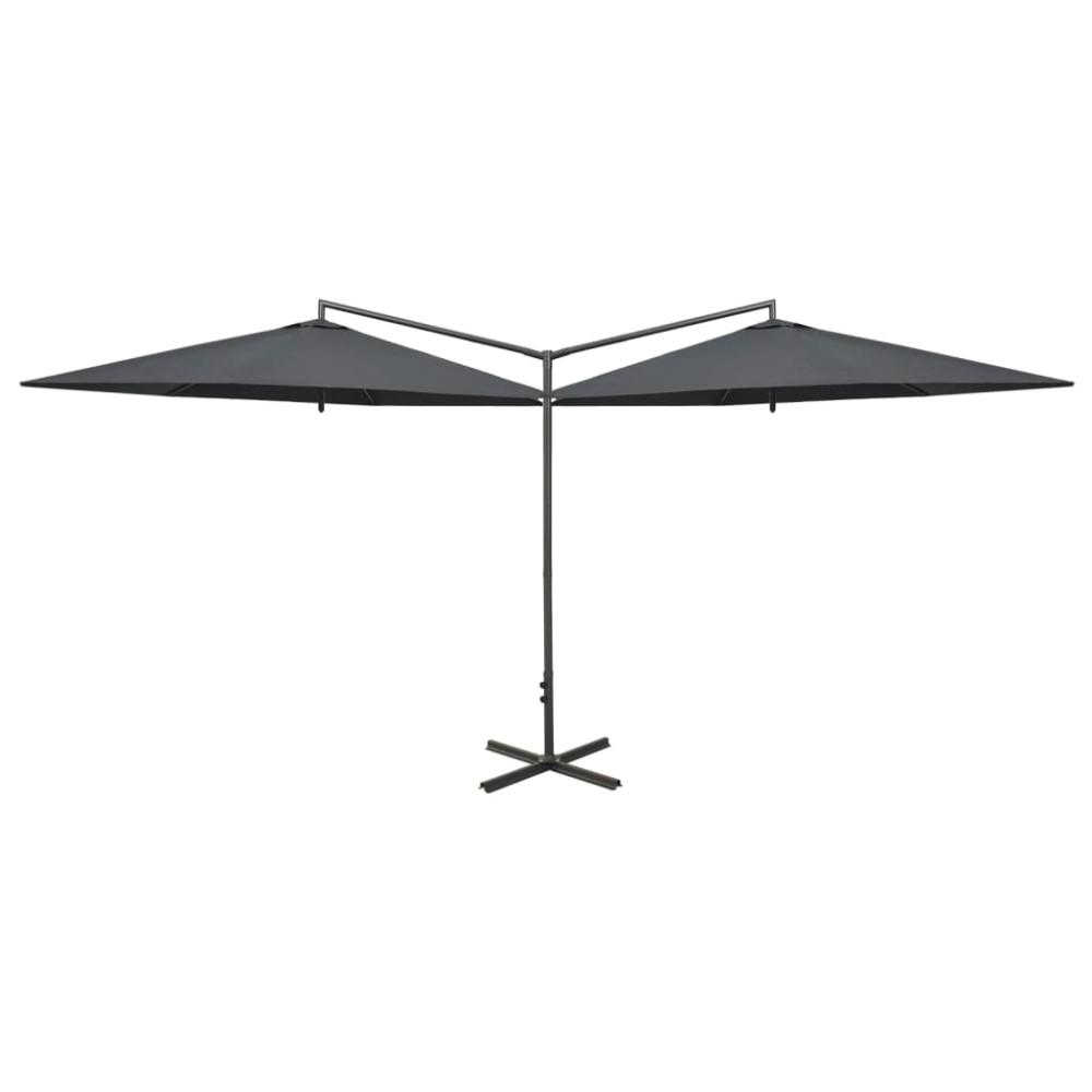 vidaXL Umbrelă de soare dublă, stâlp din oțel, antracit, 600 cm