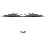 vidaXL Umbrelă de soare dublă, stâlp din oțel, antracit, 600 cm