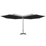 vidaXL Umbrelă de soare dublă, stâlp din oțel, antracit, 600 cm