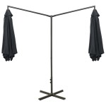vidaXL Umbrelă de soare dublă, stâlp din oțel, antracit, 600 cm