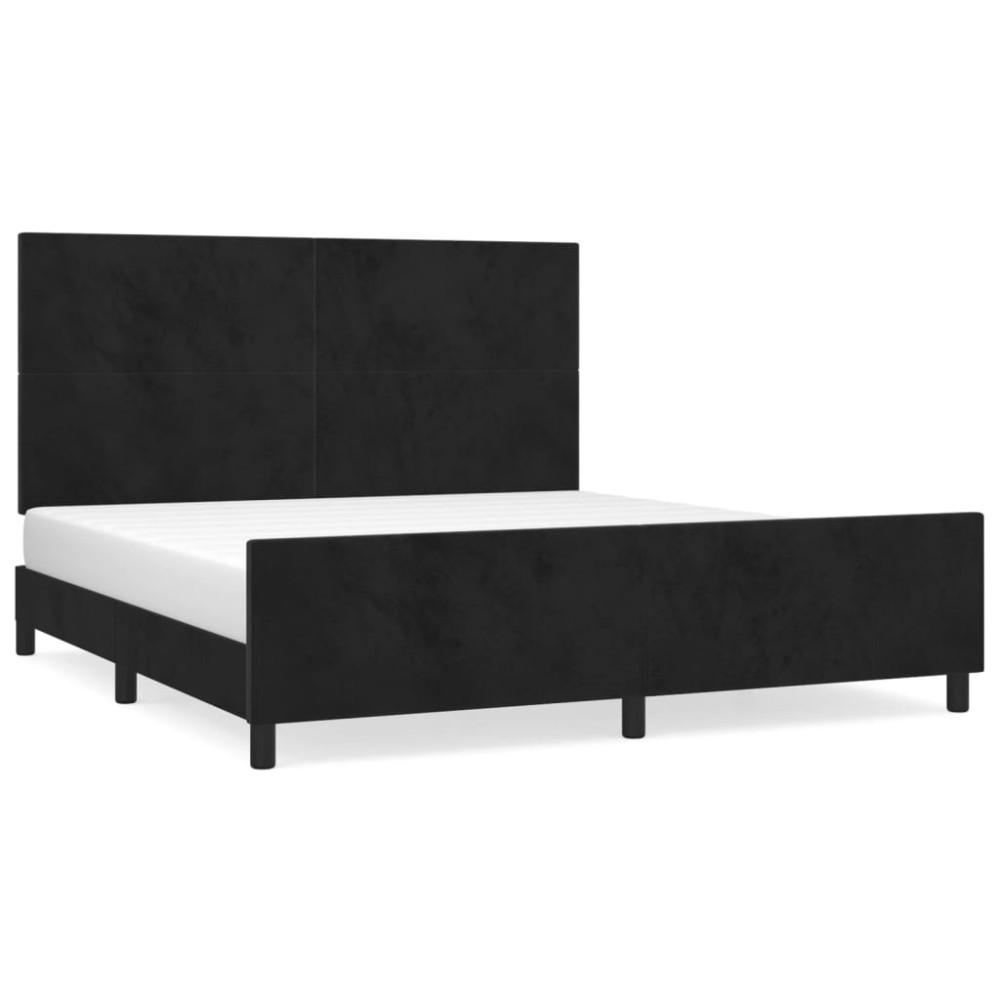 vidaXL Cadru de pat cu tăblie, negru, 180x200 cm, catifea