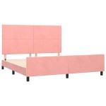 vidaXL Cadru de pat cu tăblie, roz, 180x200 cm, catifea vidaXL Cadru de pat cu tăblie, roz, 180x200 cm, catifea