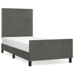 vidaXL Cadru de pat fără saltea, gri închis, 90x190 cm, catifea vidaXL Cadru de pat fără saltea, gri închis, 90x190 cm, catifea