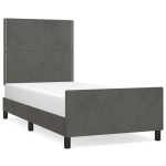 vidaXL Cadru de pat fără saltea, gri închis, 90x200 cm, catifea vidaXL Cadru de pat fără saltea, gri închis, 90x200 cm, catifea