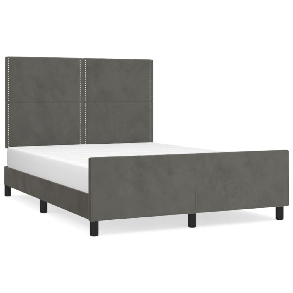 vidaXL Cadru de pat fără saltea, gri închis, 140x190 cm, catifea