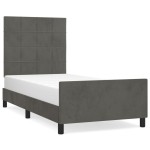 vidaXL Cadru de pat fără saltea, gri închis, 90x190 cm, catifea vidaXL Cadru de pat fără saltea, gri închis, 90x190 cm, catifea