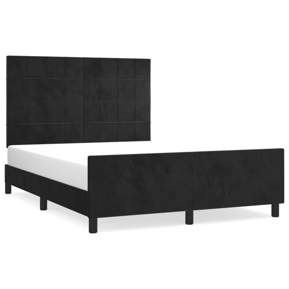 vidaXL Cadru de pat fără saltea, negru, 140x190 cm, catifea