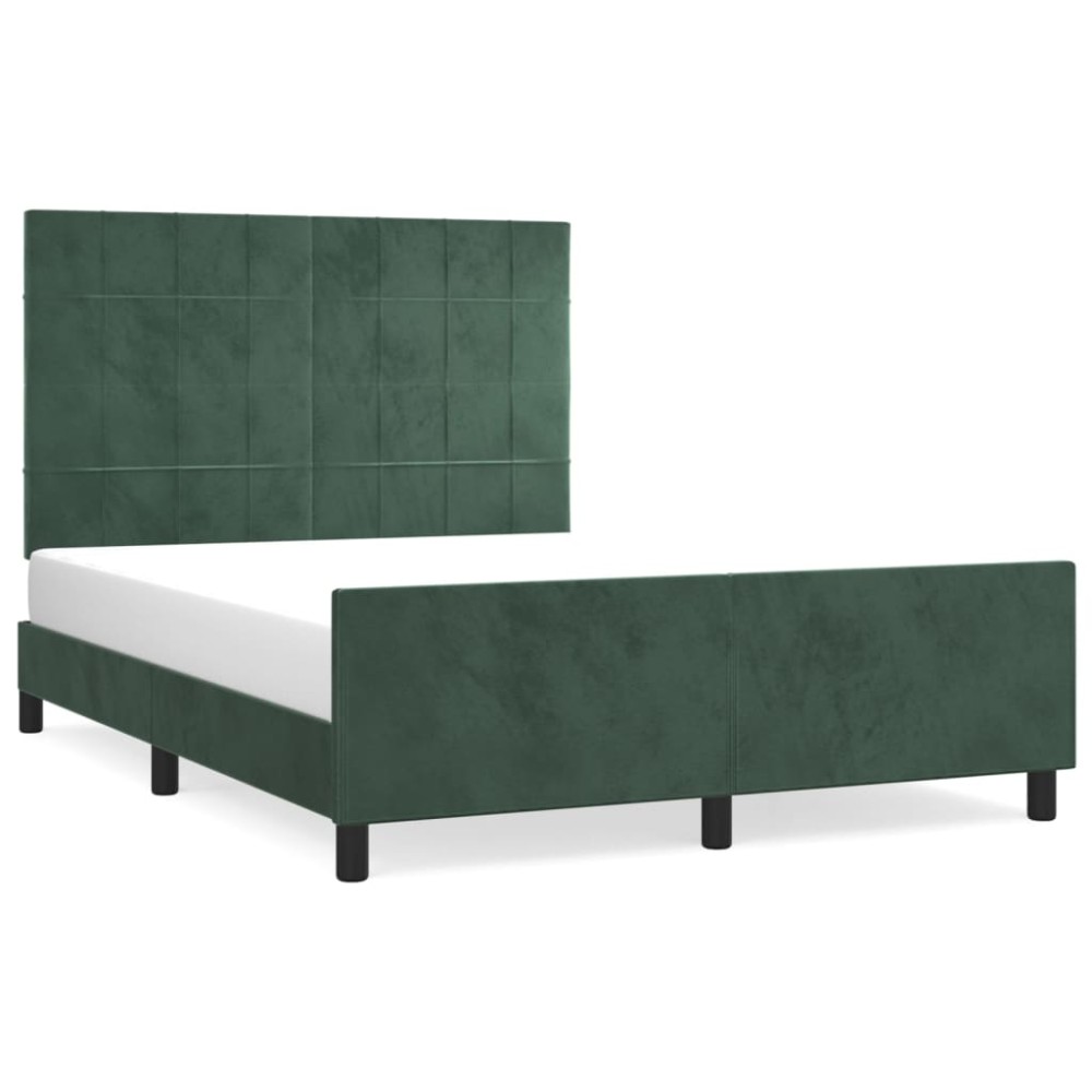 vidaXL Cadru de pat fără saltea, verde închis, 140x190 cm, catifea