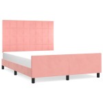 vidaXL Cadru de pat cu tăblie, roz, 140x190 cm, catifea vidaXL Cadru de pat cu tăblie, roz, 140x190 cm, catifea