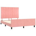 vidaXL Cadru de pat cu tăblie, roz, 140x190 cm, catifea vidaXL Cadru de pat cu tăblie, roz, 140x190 cm, catifea