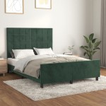 vidaXL Cadru de pat fără saltea, verde închis, 140x200 cm, catifea vidaXL Cadru de pat fără saltea, verde închis, 140x200 cm, catifea