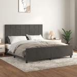 vidaXL Cadru de pat cu tăblie, gri închis, 180x200 cm, catifea vidaXL Cadru de pat cu tăblie, gri închis, 180x200 cm, catifea
