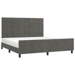 vidaXL Cadru de pat cu tăblie, gri închis, 180x200 cm, catifea vidaXL Cadru de pat cu tăblie, gri închis, 180x200 cm, catifea
