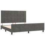 vidaXL Cadru de pat cu tăblie, gri închis, 180x200 cm, catifea vidaXL Cadru de pat cu tăblie, gri închis, 180x200 cm, catifea