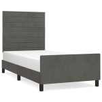 vidaXL Cadru de pat fără saltea, gri închis, 90x190 cm, catifea vidaXL Cadru de pat fără saltea, gri închis, 90x190 cm, catifea