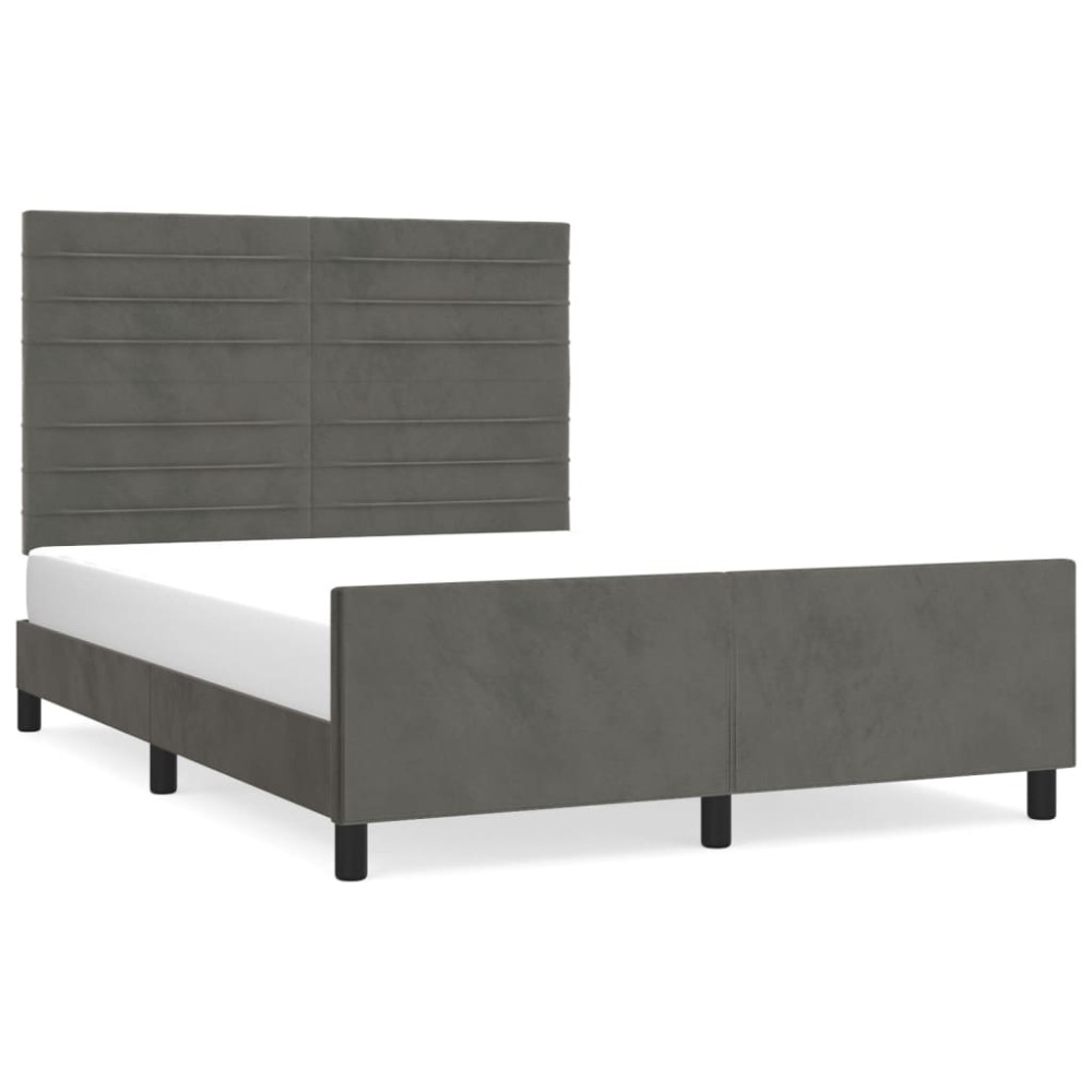 vidaXL Cadru de pat fără saltea, gri închis, 140x190 cm, catifea