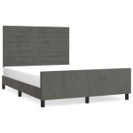 vidaXL Cadru de pat fără saltea, gri închis, 140x190 cm, catifea