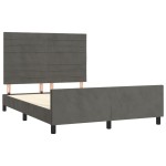 vidaXL Cadru de pat fără saltea, gri închis, 140x190 cm, catifea
