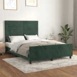 vidaXL Cadru de pat fără saltea, verde închis, 140x190 cm, catifea vidaXL Cadru de pat fără saltea, verde închis, 140x190 cm, catifea