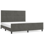 vidaXL Cadru de pat cu tăblie, gri închis, 180x200 cm, catifea vidaXL Cadru de pat cu tăblie, gri închis, 180x200 cm, catifea