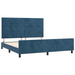 vidaXL Cadru de pat cu tăblie, albastru închis, 180x200 cm, catifea vidaXL Cadru de pat cu tăblie, albastru închis, 180x200 cm, catifea