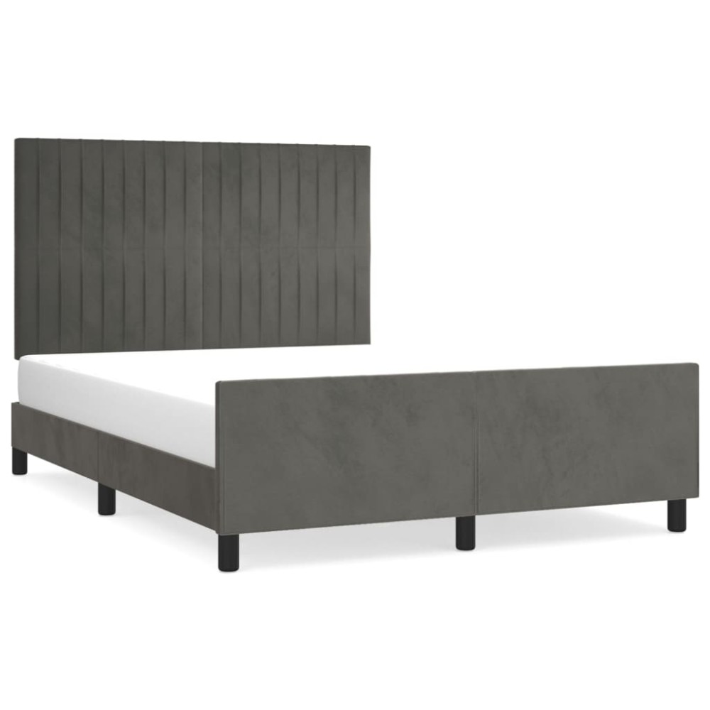 vidaXL Cadru de pat fără saltea, gri închis, 140x190 cm, catifea